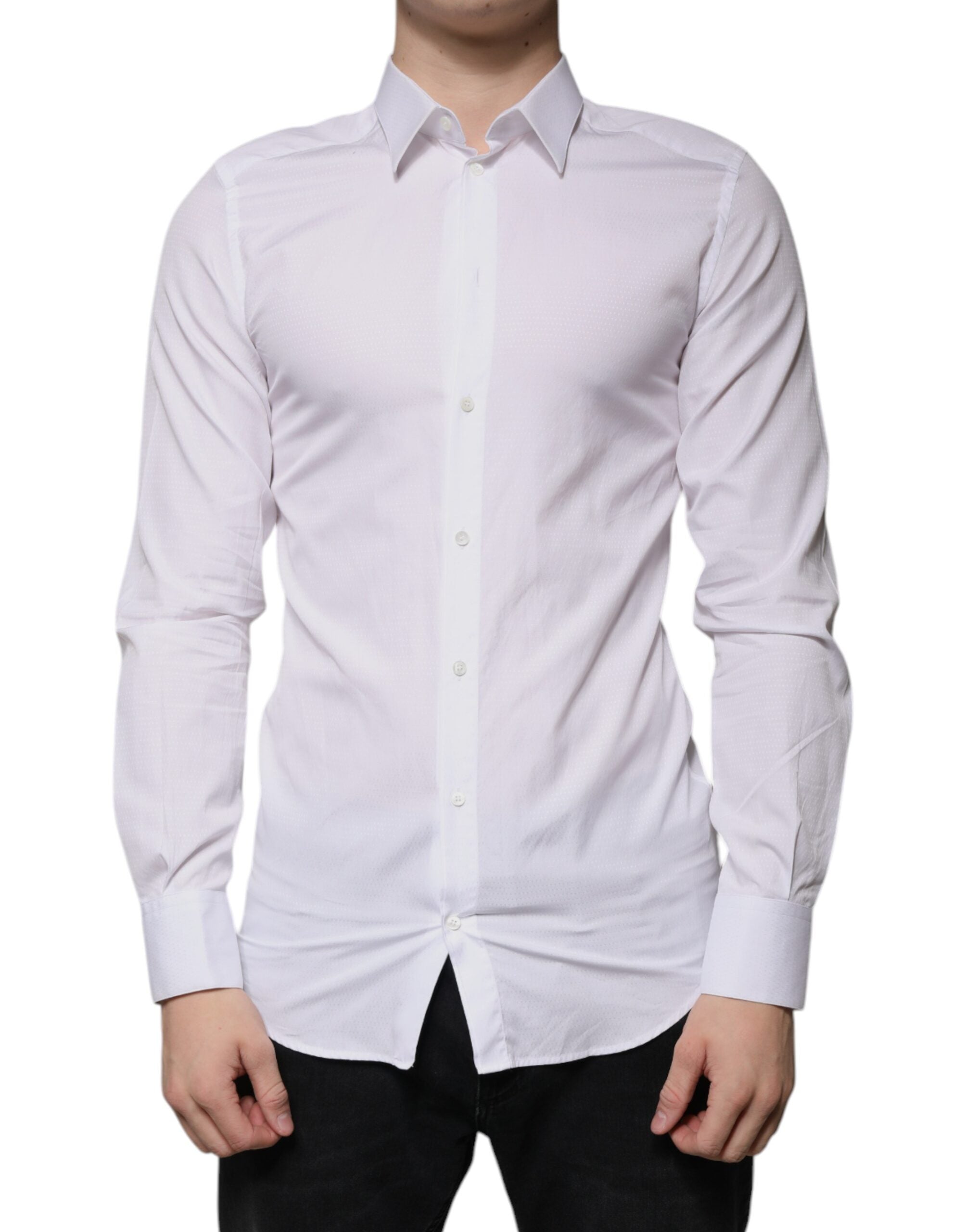 Dolce & Gabbana White formal men's shirt GOLD made of cotton